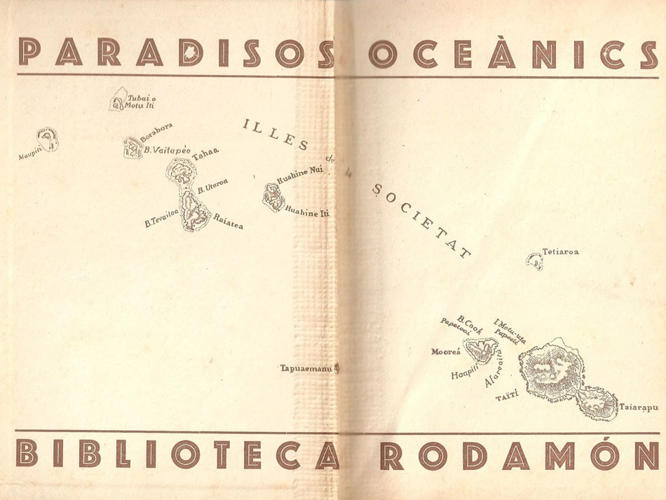 Mapa de les Illes de la Societat, publicat a la primera edició de "Paradisos oceànics" d’Aurora Bertrana.